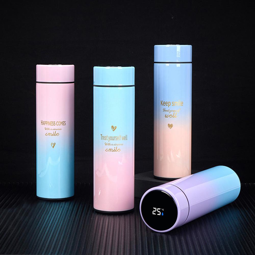 Chai Nước Thể Thao Cách Nhiệt Thông Minh Chống Rò Rỉ Có Màn Hình Hiển Thị Nhiệt Độ 500Ml