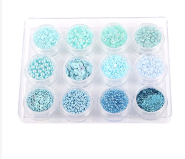 Set 12 hũ kim tuyến trang trí resin