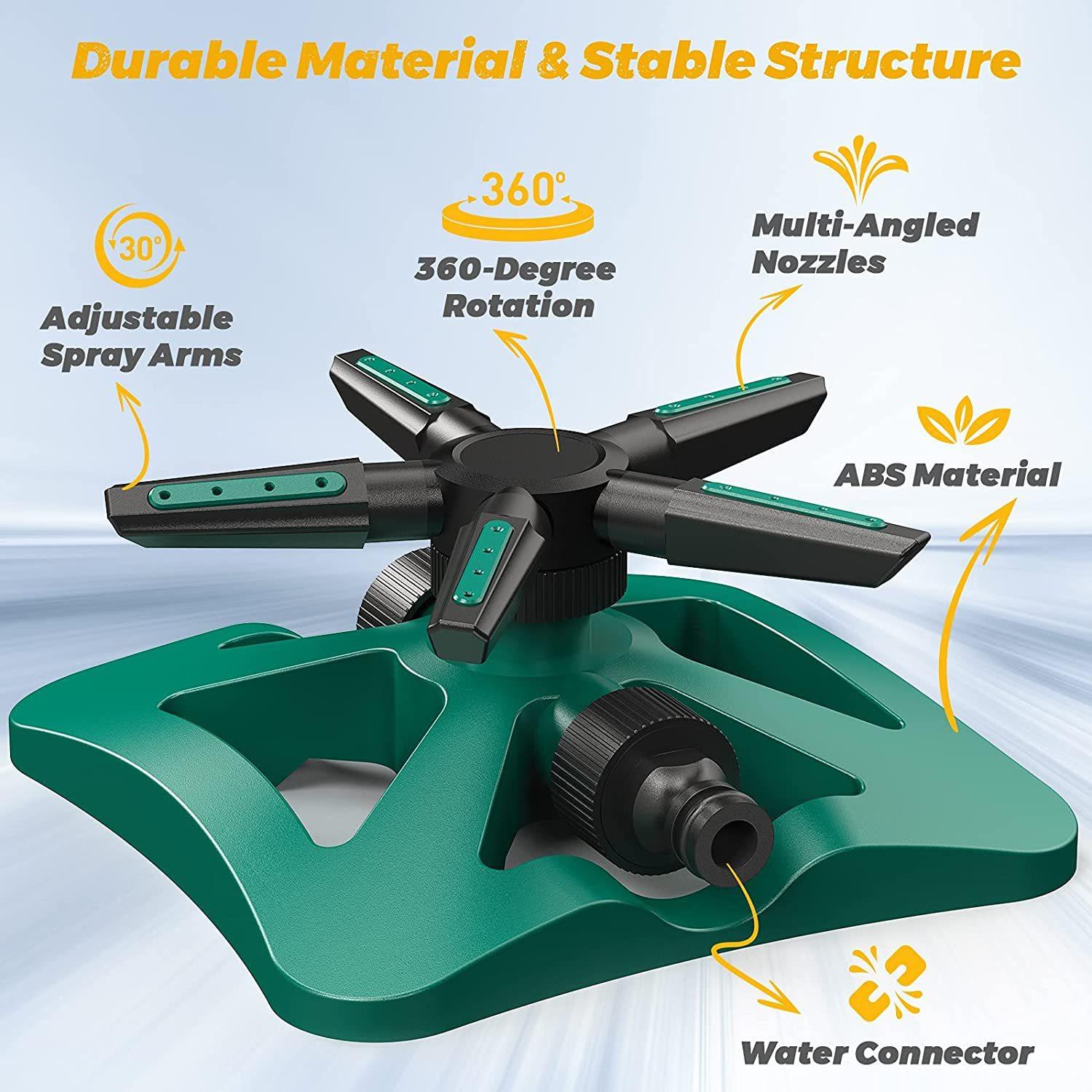 Tưới Vườn - Tưới Cây Tự Động Tưới 360 Độ Với 5 Cánh Tay Xoay - Tưới Xoay 20 Đầu Phun, Hệ Thống Tưới Cỏ