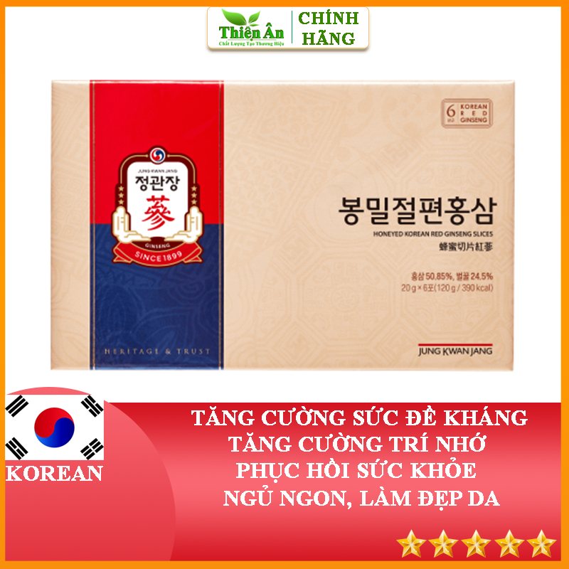 Hồng Sâm Cắt Lát Tẩm Mật Ong KGC 120g (6 gói x 20g)