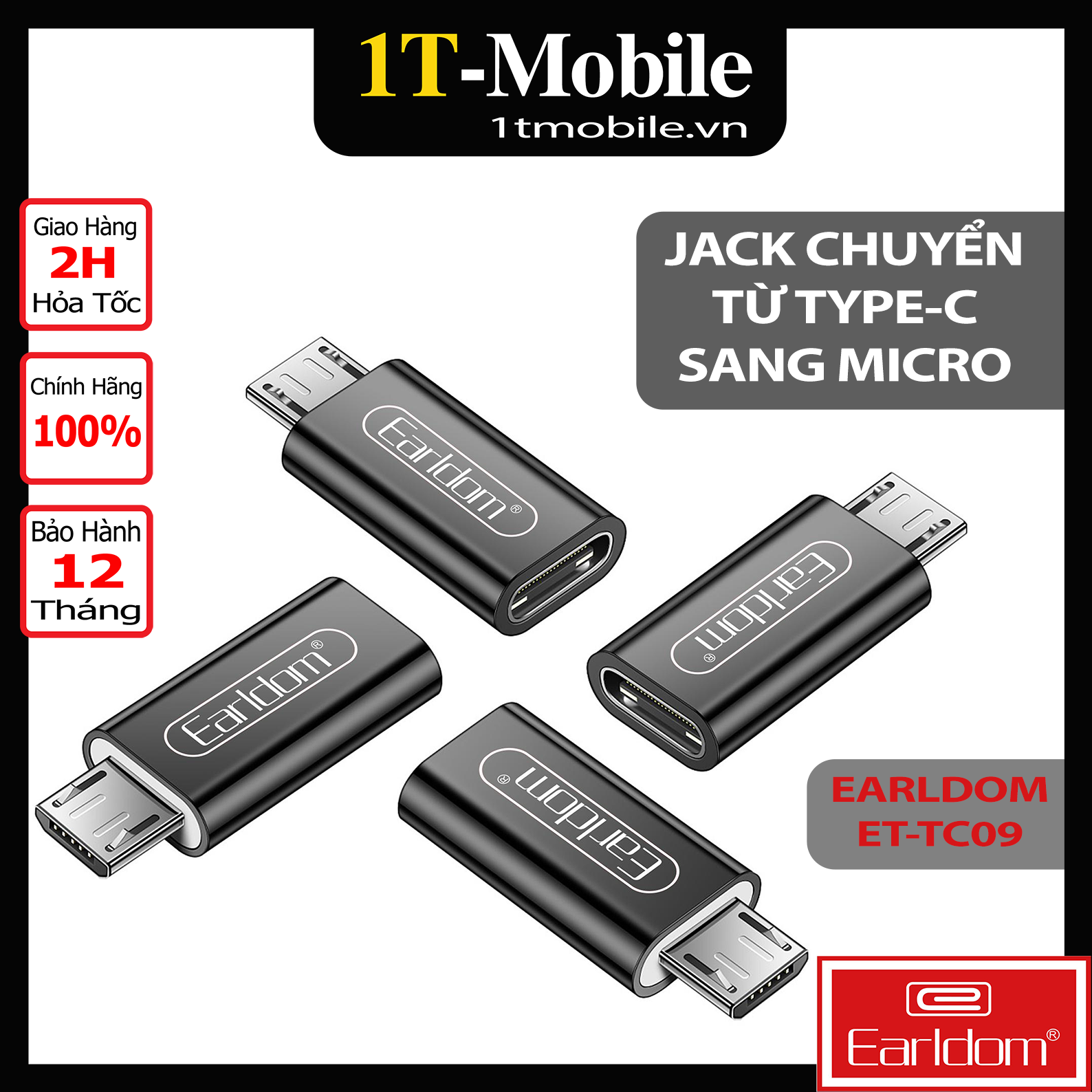 Jack Chuyển Type C Sang Micro Earldom ET-TC09 - Hàng Chính Hãng