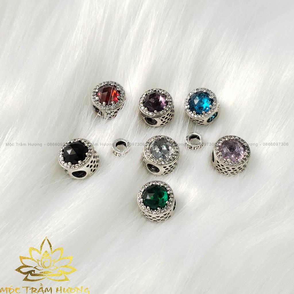 Vòng Tay Trầm Hương Tự Nhiên Tròn Đơn Tốc Việt Size 8/10/12/14mm - Charm (Tím Nhạt) Bạc S925