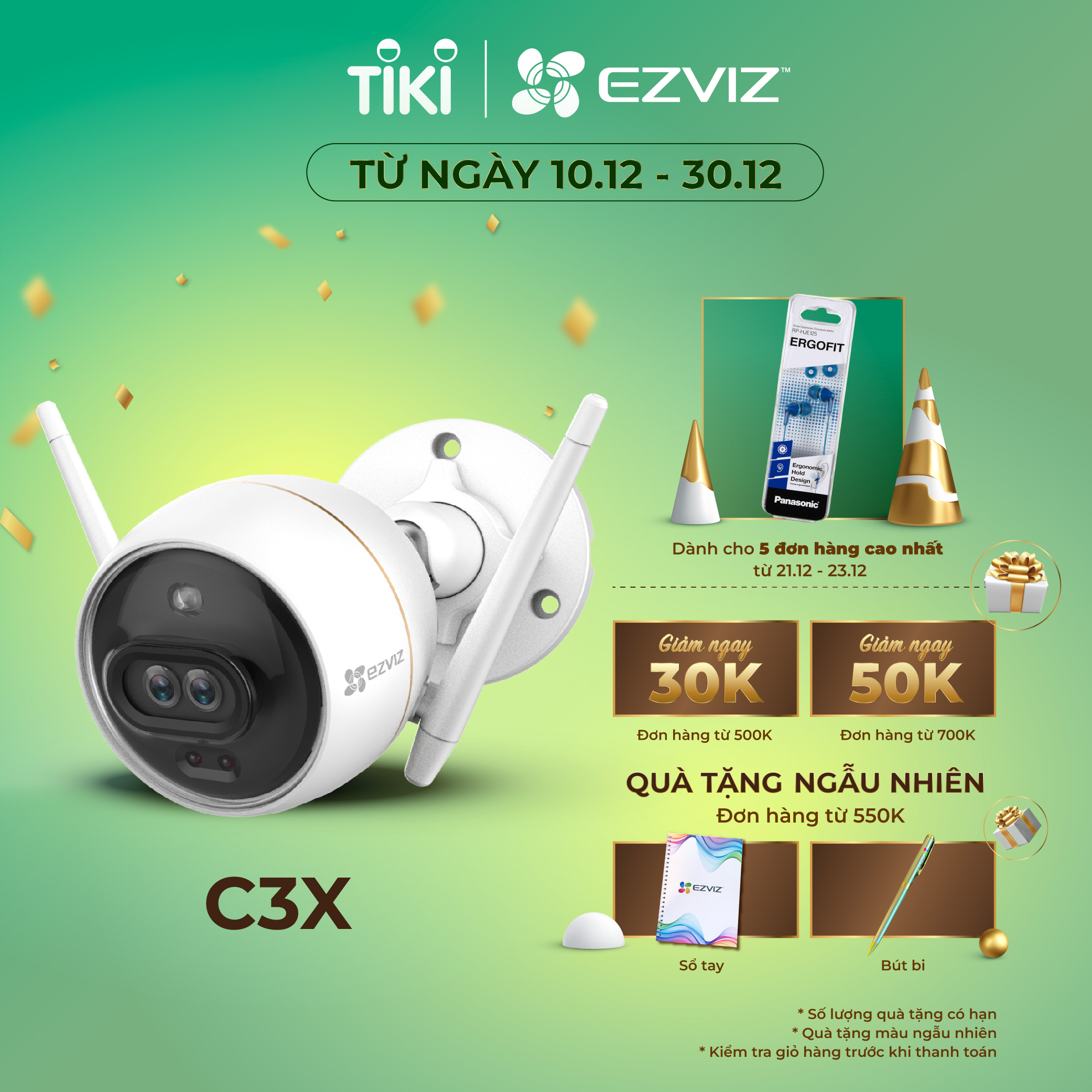 Camera Wifi Ezviz C3X 2MP 1080P Ngoài Trời Bản Mắt Kép, Có Màu Ban Đêm, AI Thông Minh - Hàng Chính Hãng