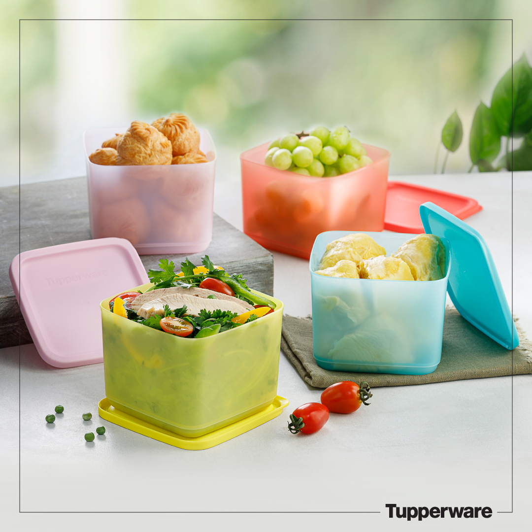 Bộ Hộp Tupperware Medium Square Round 4 Hộp - Hàng Chính Hãng