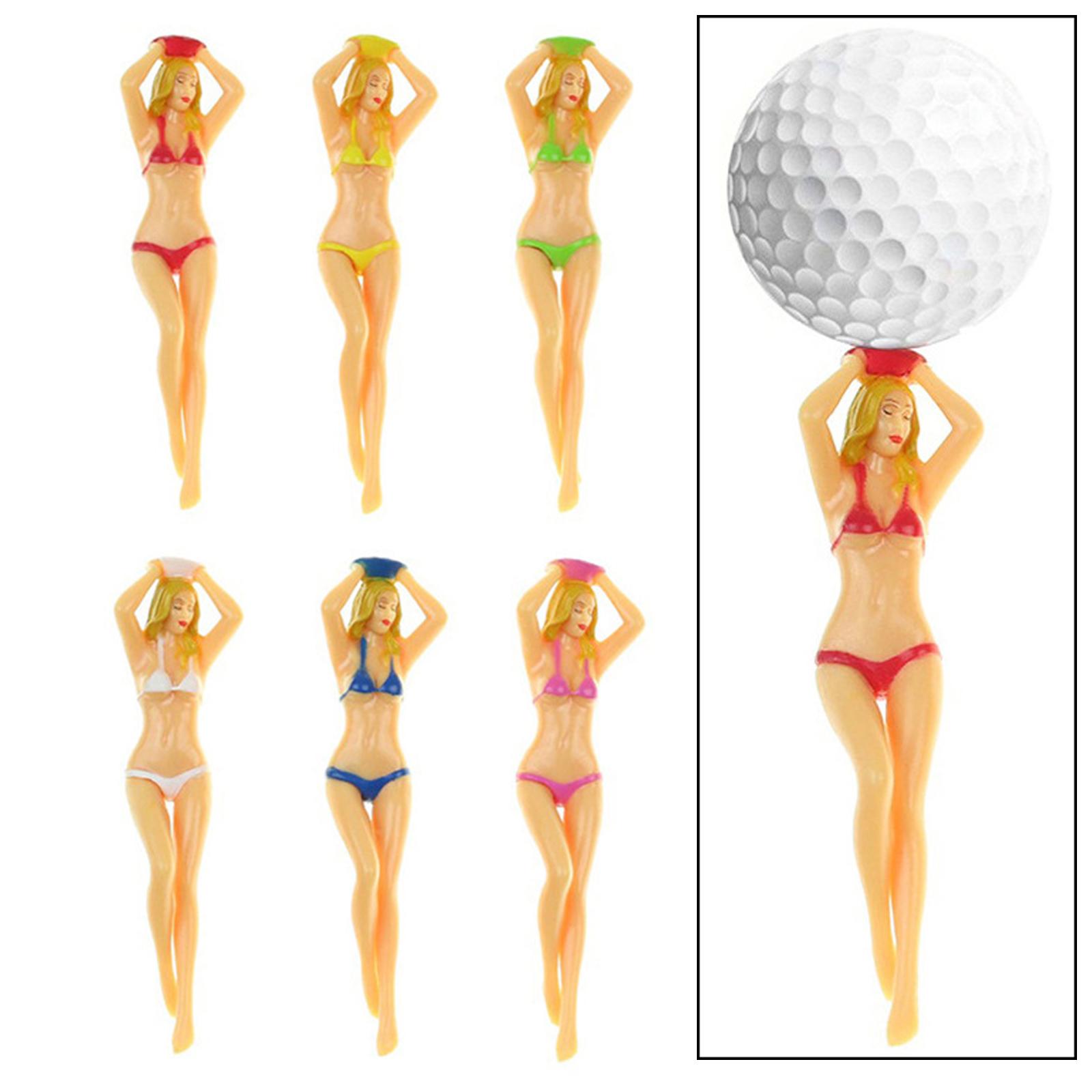 6pcs 3 Inch Plastic Golf Tees Lady Tees Woman Golf Tees Bikini Lady Body Golf Tees for Golf Training Professional Golf Tees Golfer Gift Accessory