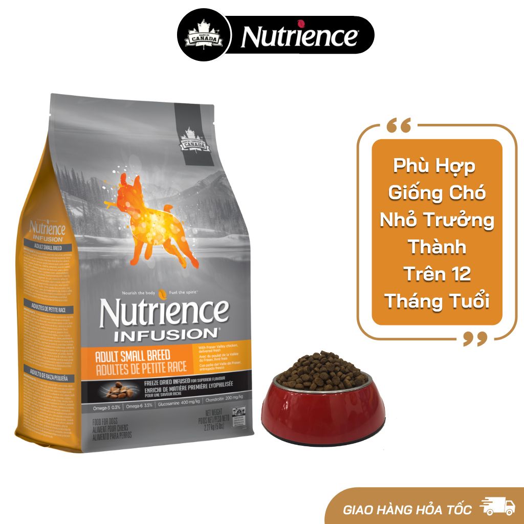 Thức Ăn Cho Chó - Size Nhỏ Trưởng Thành Trên 12 Tháng Nutrience Original Bao 2,5kg - Thịt Gà, Rau Củ, Trái Cây