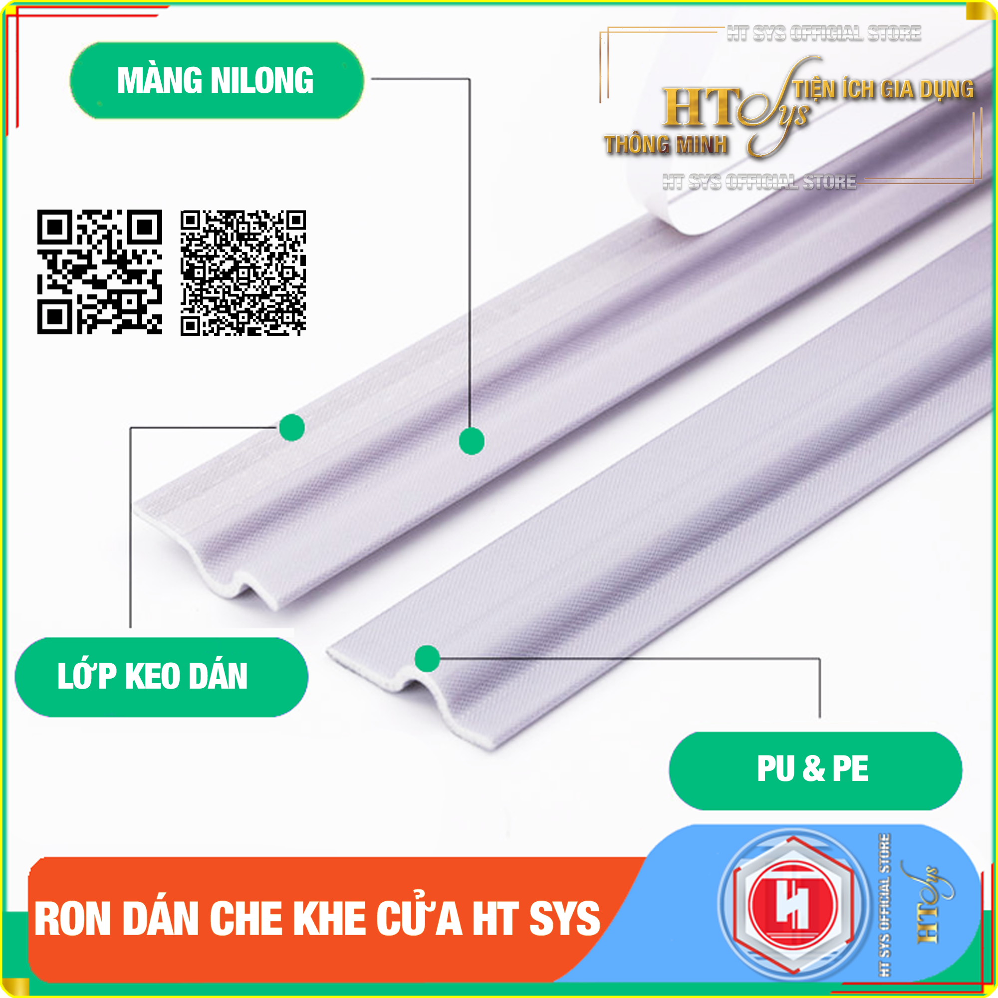 Cuộn Ron Dán Che Khe Cửa - Chân Cửa - Khung Cửa HT SYS Chống Bụi, Ngăn Côn Trùng, Chống Ồn, Chống Thoát Nhiệt Điều Hòa, Chống Va Đập Cửa - Mẫu Cải Tiến 2021 ( Hàng Chính Hãng