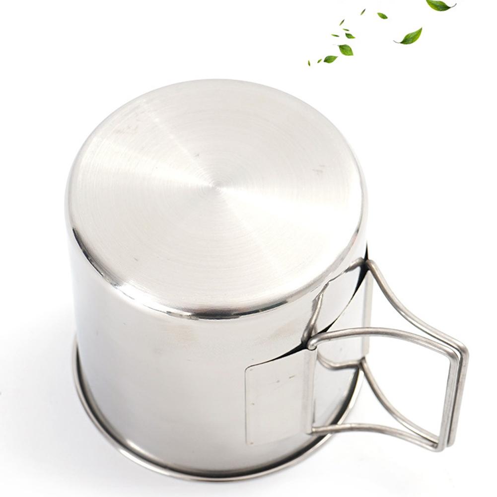 4PCS 304 Stainless Steel Outdoor Camping Cup Set Portable Mountaineering Trekking Cups Travel Hiking Cookware Equipment