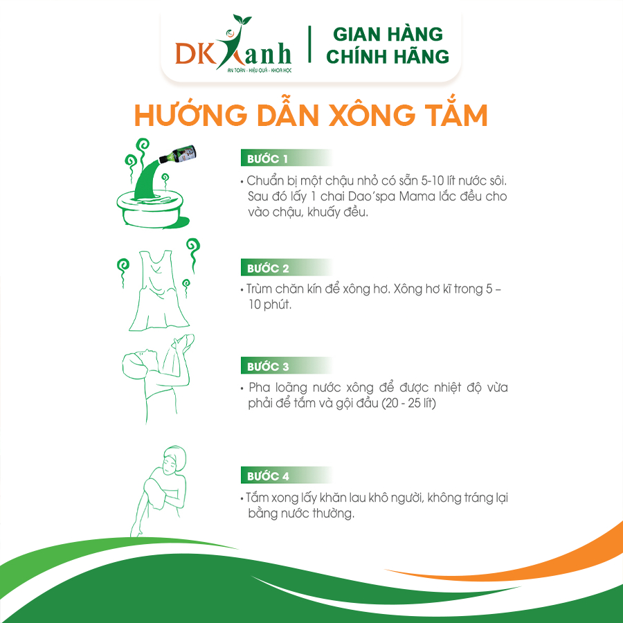 Xông Tắm Sau Sinh Dao'spa Mama, hộp 3 chai (250ml/chai) - Tặng 1 chai tắm bé Dao'spa baby 150ml - DK Pharma