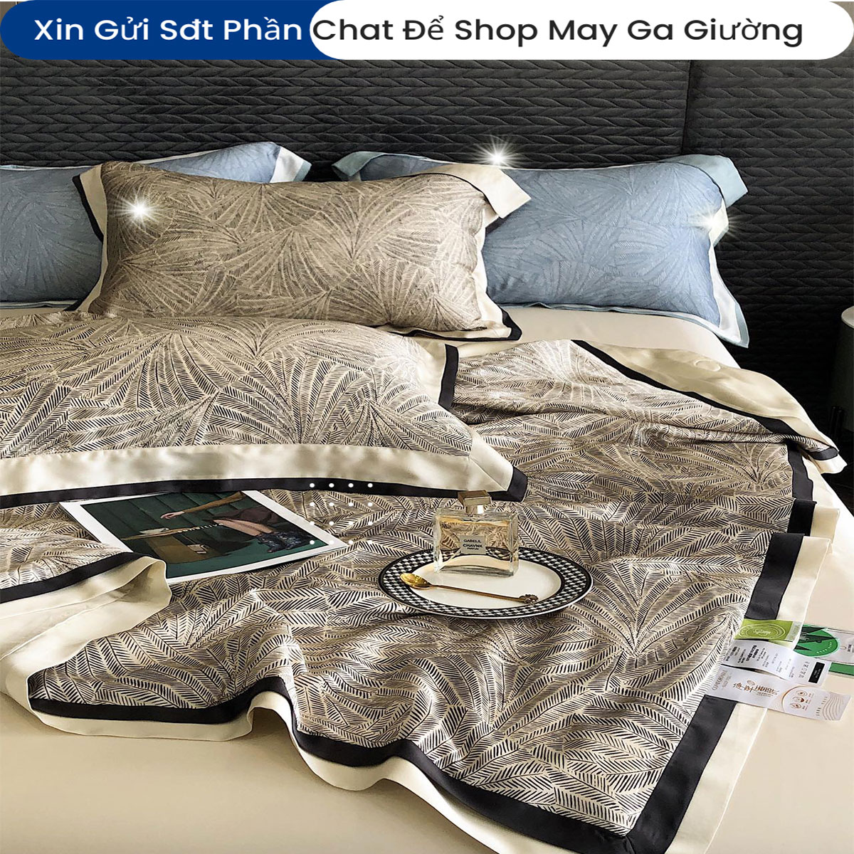 Bộ Chăn Ga Gối Đệm Lụa Tencel 100s Màu Trơn 5 Món Cao Cấp Chăn Chần Bông Lụa Mềm 08