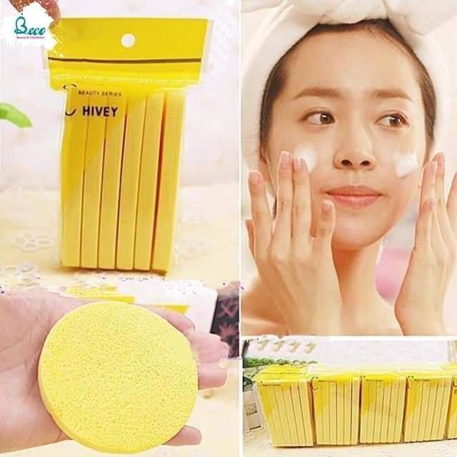 Bông bọt biển rửa mặt, mút nở tẩy trang chivey siêu mềm rửa sạch bụi bẩn Queenshop