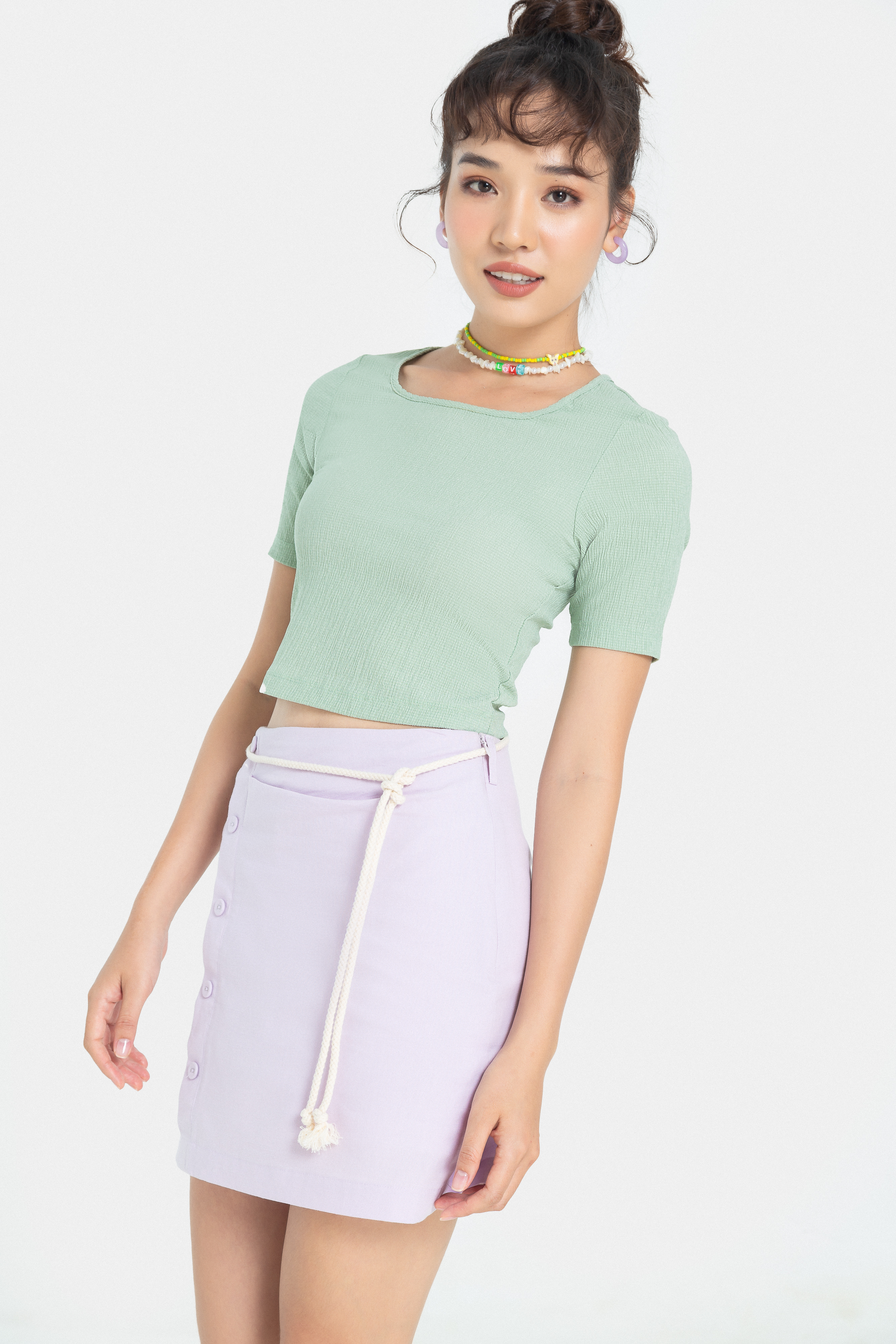 Áo Thun Nữ Thời trang JUNO Crop Top Cut Out Lưng  JNATH022