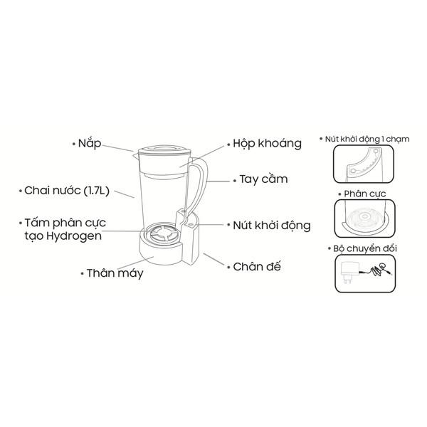 Máy tạo nước Hydrogen Ellaim Rewa (1700ml) - Hàng Chính Hãng