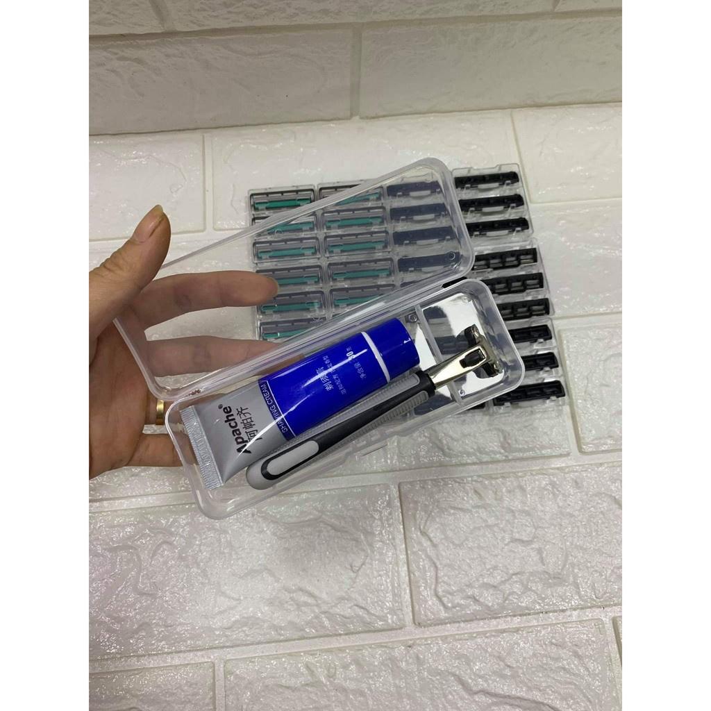 Lưỡi dao cạo râu kép và 1 dao cạo râu - Tặng kèm tuyp kem tạo bọt