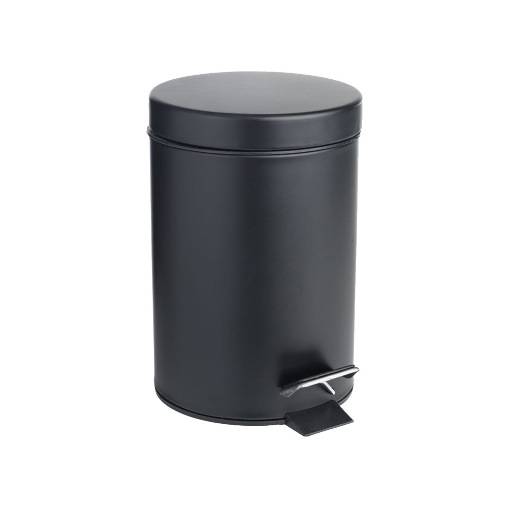 Thùng rác inox đạp chân 5L đen - Thùng rác inox tiện lợi