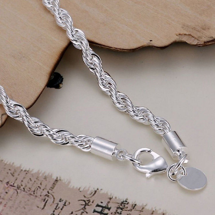Vòng tay Nữ mạ bạc 925 dạng dây xích xoắn cổ điển