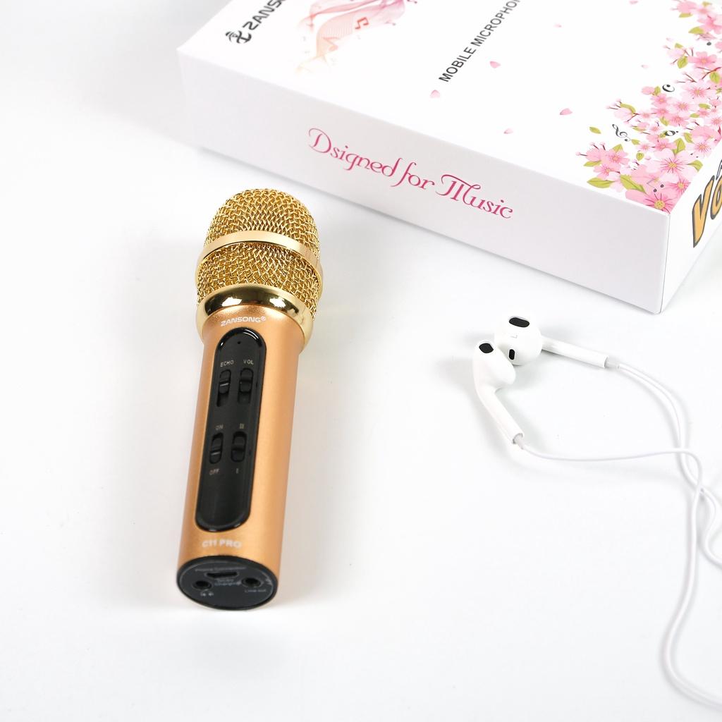 Micro thu âm livestream Zansong C11 Pro -Phiên bản nâng cấp-bắt giọng xa 3m, sử dụng được 2 tai nghe - âm thanh cực hay