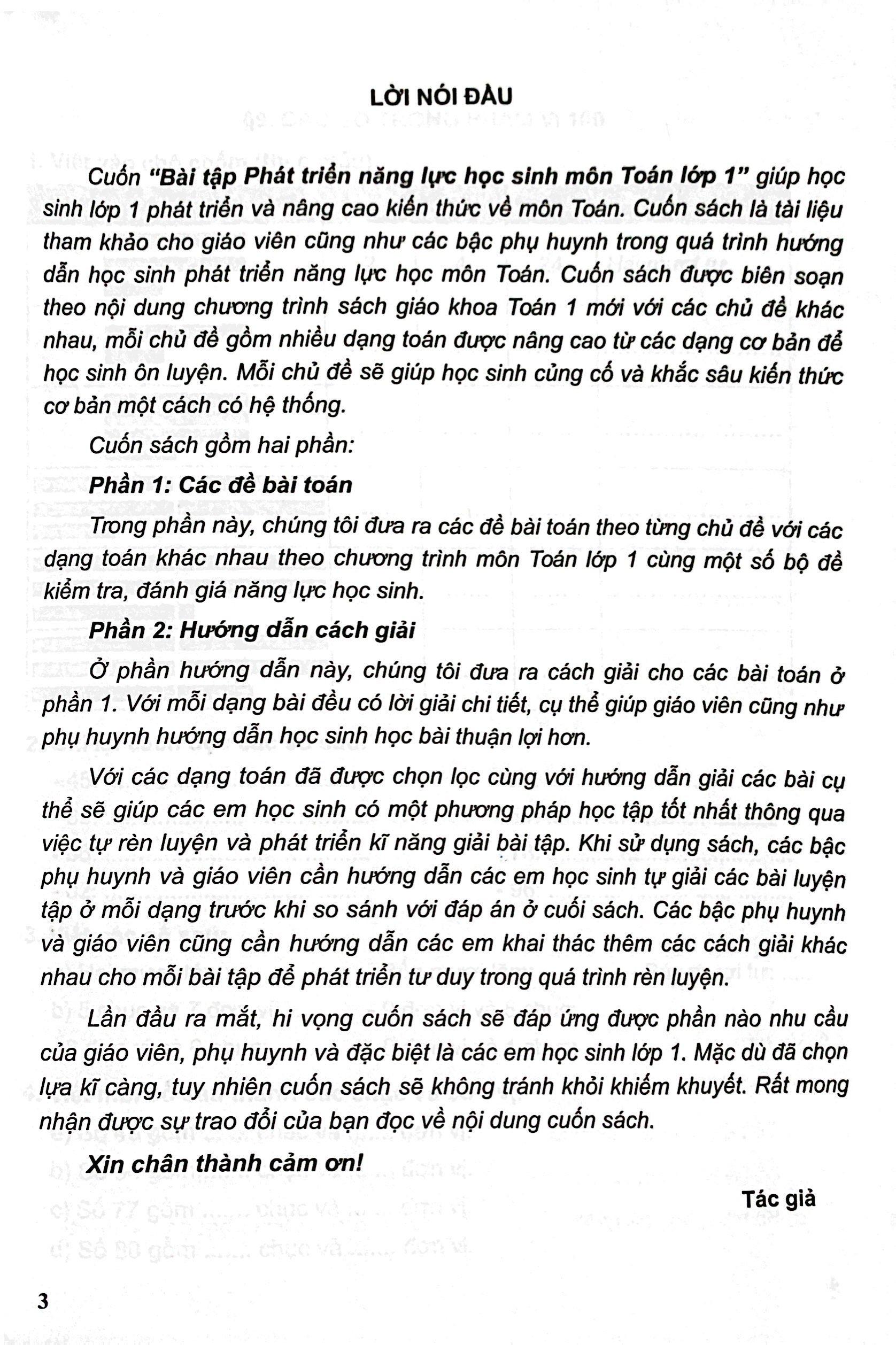 Bài Tập Phát Triển Năng Lực Học Sinh Môn Toán Lớp 1 - Tập 2