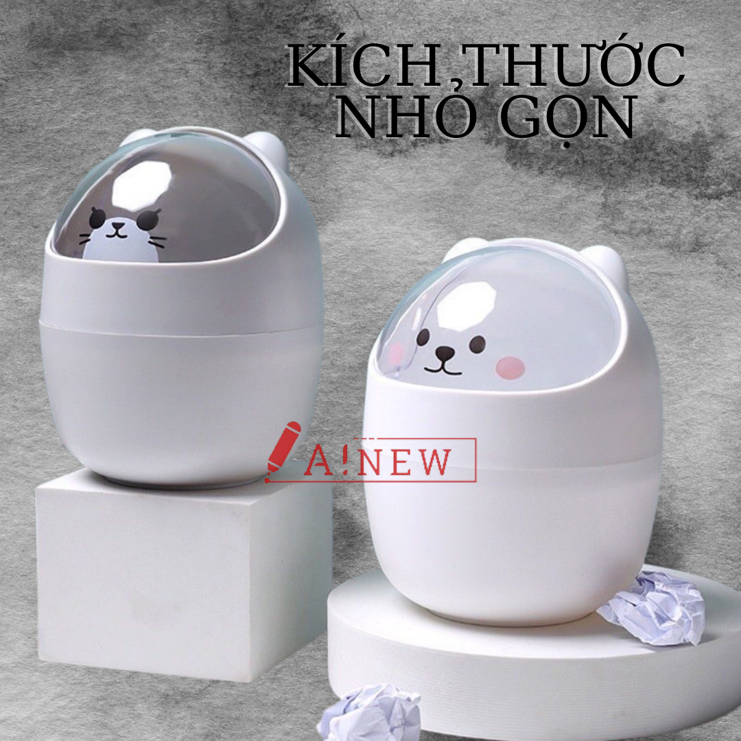 Thùng rác mini hình gấu - Sọt rác mini ngăn mùi