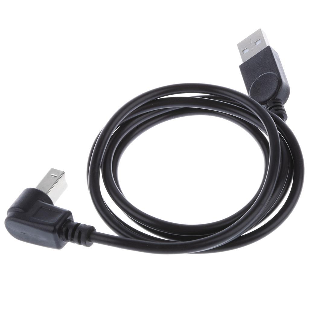 USB2.0 Male to B type 90° Up&Down Angle Adapter Charging Cable Wire Cord