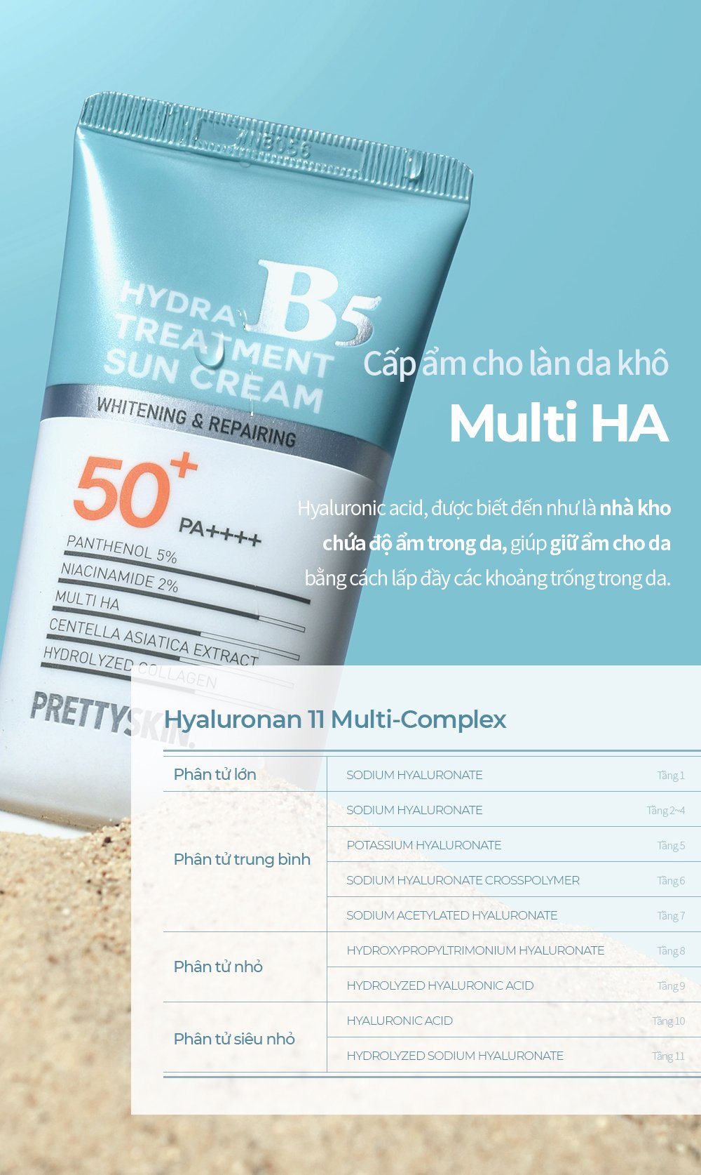 Kem Chống Nắng Cho Da Treatment Cấp Ẩm, Dưỡng Trắng PrettySkin Hydra B5 Exosome Treatment Sun Cream Hàn Quốc 50ml