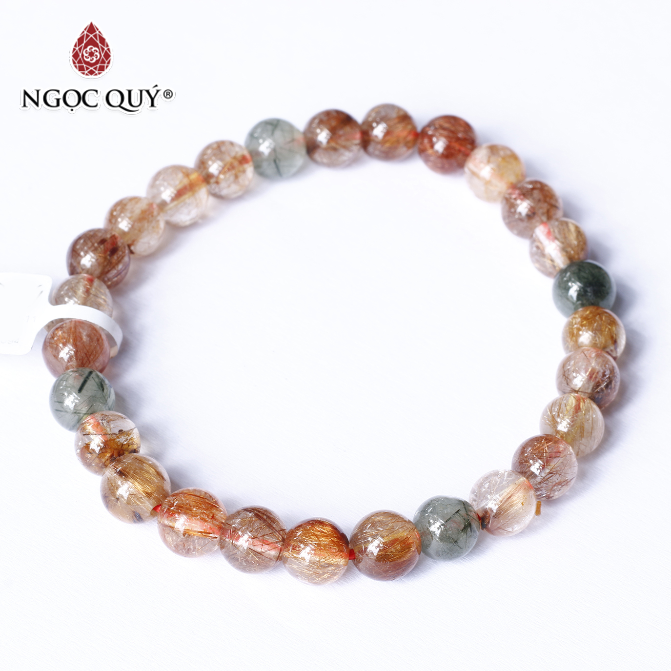 Vòng thạch anh tóc đa sắc size hạt 7mm - Ngọc Quý Gemstones