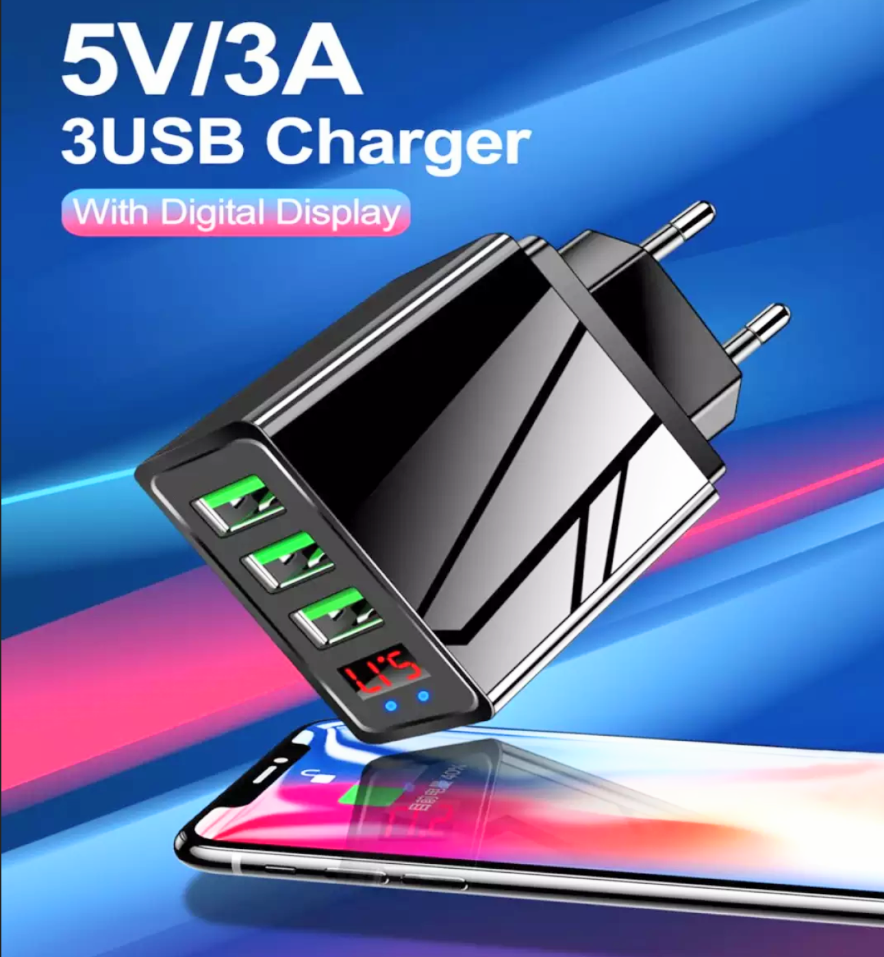 SIÊU GIÁ VỚI CỐC SẠC ĐIỆN THOẠI VỚI 3 CỔNG SẠC USB BÁO ĐIỆN ÁP KHI SẠC THÔNG MINH MẪU MỚI ĐẸP CHUẨN CHẤT LƯỢNG