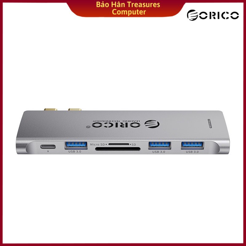 Đế Cắm Đa Năng Orico 2CT-6TS-GY 6 Trong 1 Cổng Type C - MacBook - Hàng Chính Hãng