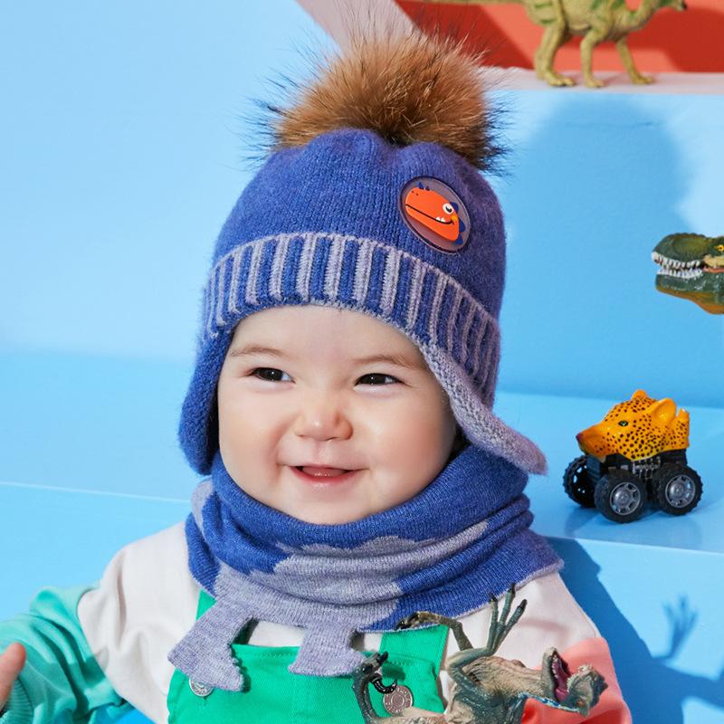 Tai Cho Bé Có Mũ Khăn Bộ Sơ Sinh Và Trẻ Em Mùa Đông Bò Ấm Mũ Bộ Mũ Mềm Bé Gái Bé Trai Bonnet Mùa Đông trẻ Sơ Sinh Mũ Ấm Áp Bộ