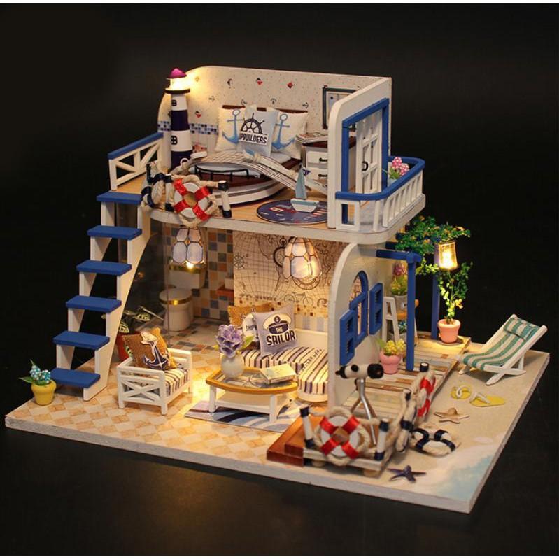 Mô hình nhà DIY Doll House Blue Coast quà tặng trang trí