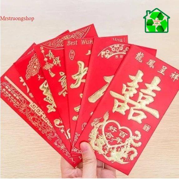 Thếp 6 Bao Lì Xì Giấy Đỏ Đám cưới chúc mừng năm mới lễ tết  Sinh Nhật  Đầy Tháng Thôi Nôi Mừng tuổi