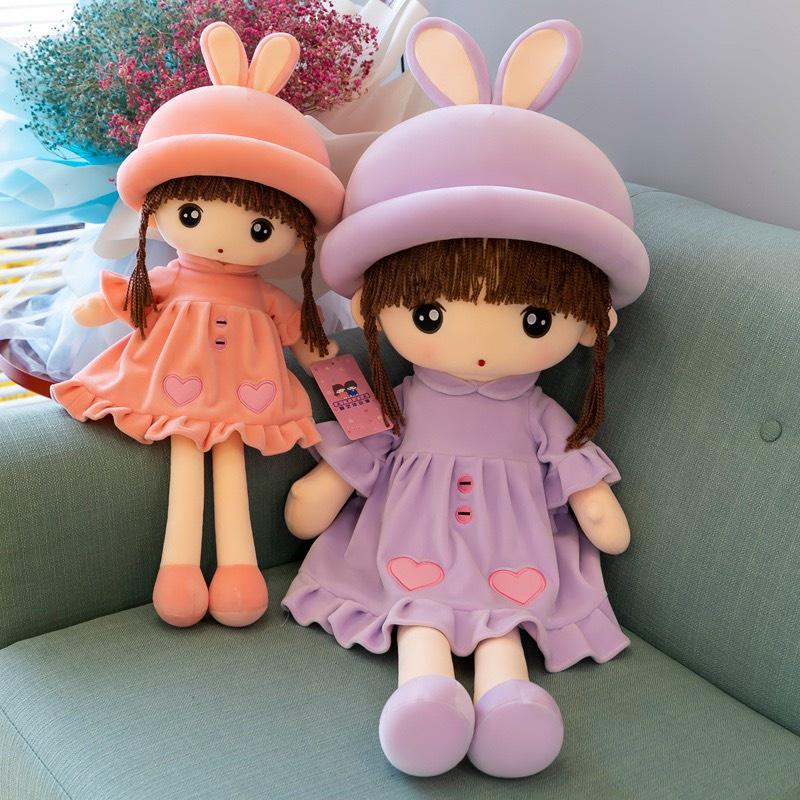 Gấu Bông Búp Bê Váy Tim, Búp Bê Tai Thỏ - Quà Tặng Cho Bé