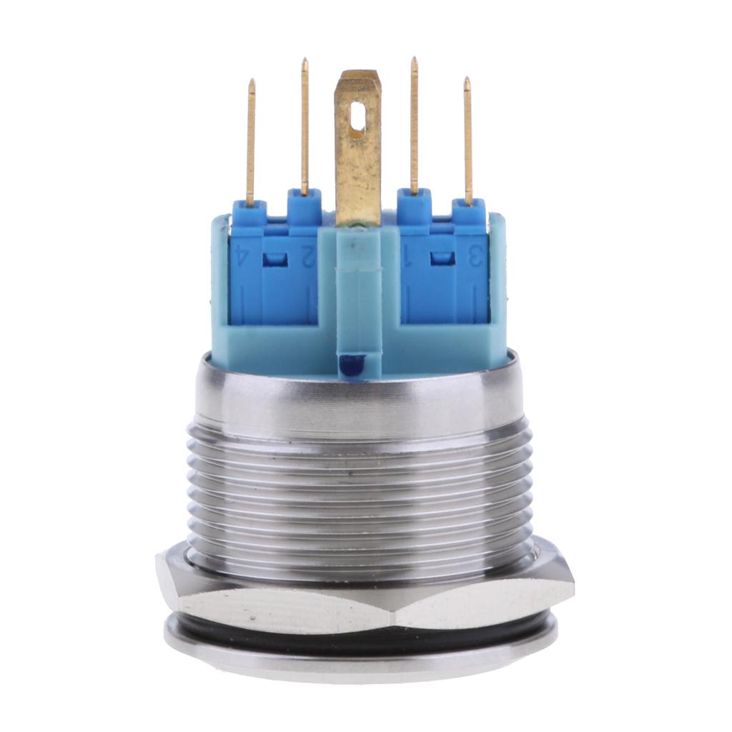 22mm 1NO1NC Stainless Steel 12V LED Momentary Push Button Switch Blue