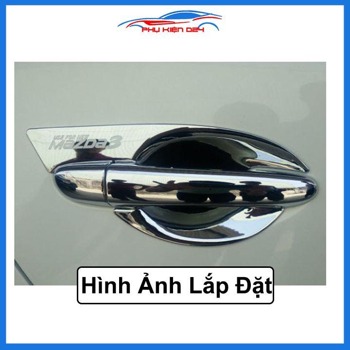 Ốp tay hõm vân cacbon/mạ crom/titan Mazda 3 2015-2016-2017-2018-2019 sáng bóng chống trầy bảo vệ cửa xe ô tô