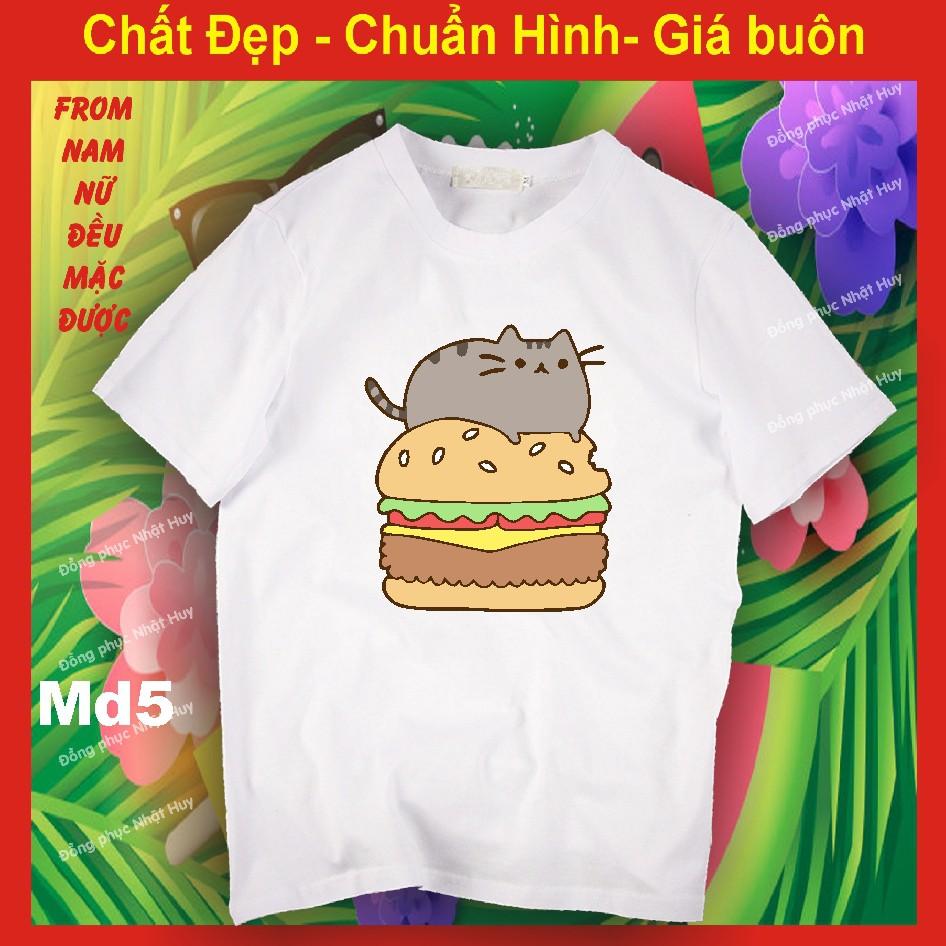 Áo Thun Mèo Đen Pusheen Kawii MD1.1 Icoi, Meo Meo Bụng Bự