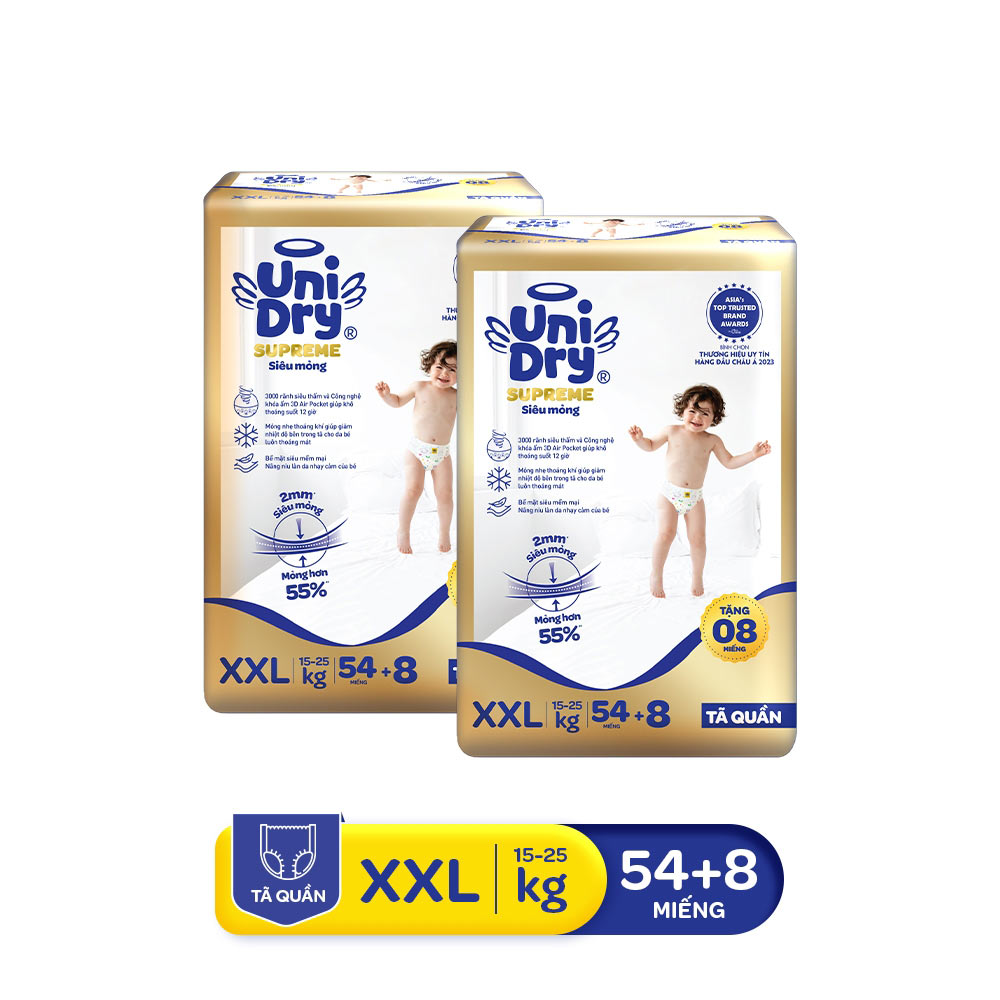 Combo 2Tã quần Unidry G3X Supreme siêu mỏng size XXL - 54+8 miếng