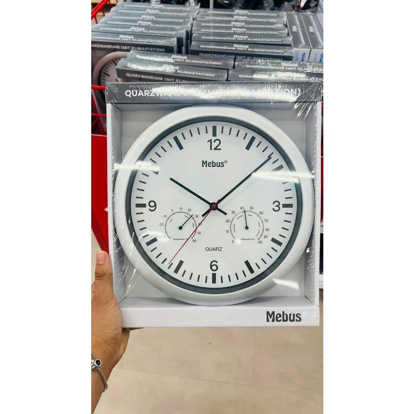 Đồng Hồ Treo Tường Mebus, Đường Kính 30cm, Đồng Hồ Xem Giờ, Báo Nhiệt Độ V à Độ Ẩm, Nhập Đức