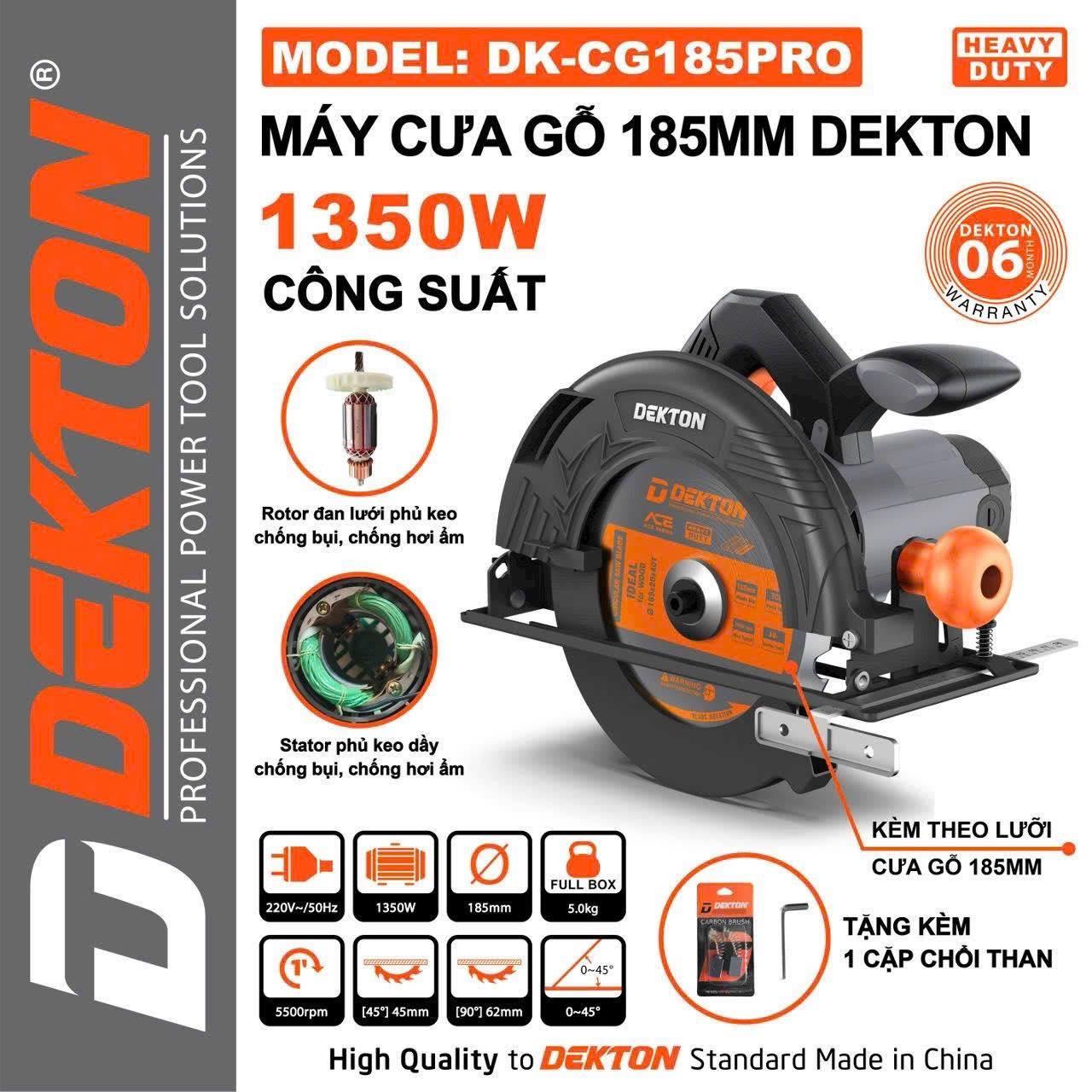 MÁY CƯA GỖ 185MM 1350W DK-CG185PRO DEKTON - HÀNG CHÍNH HÃNG