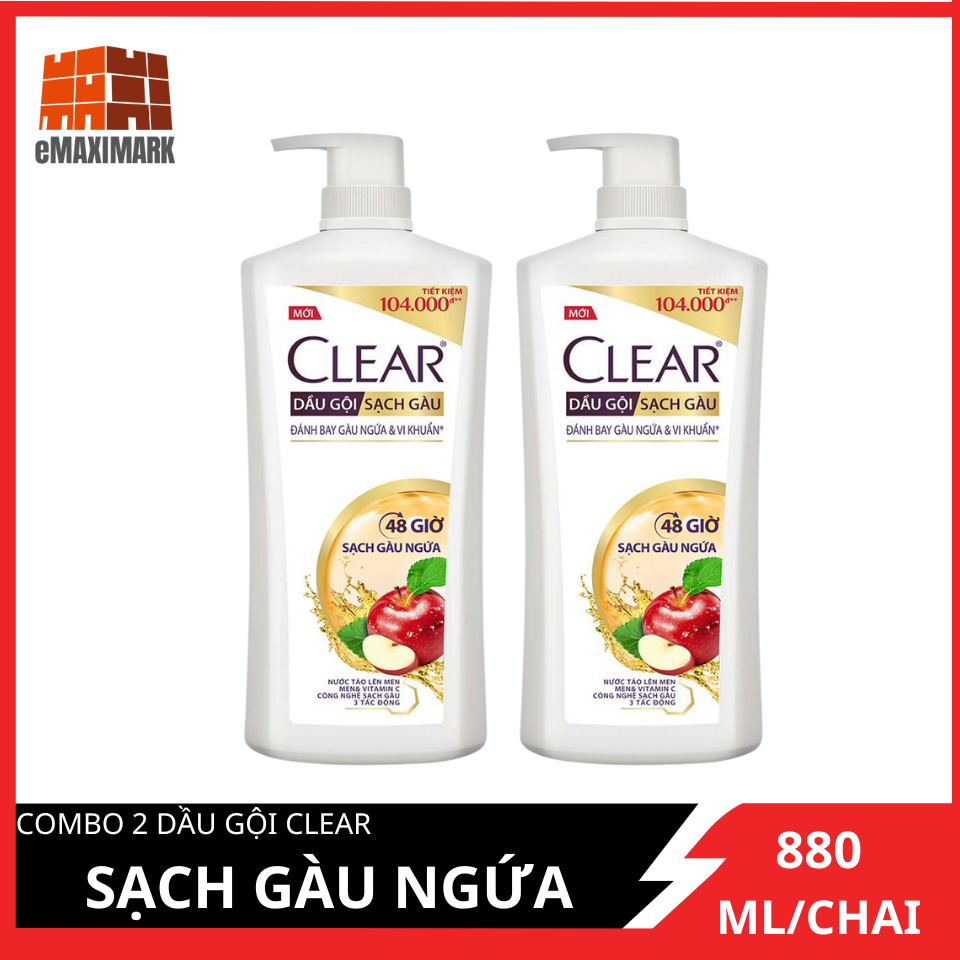 Combo 2 Dầu gội CLEAR 48 Giờ Sạch Gàu Ngứa 880g