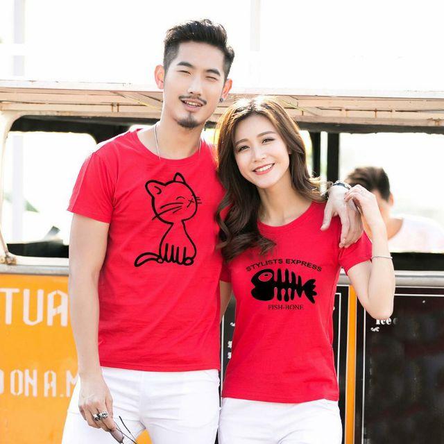 Áo thun cặp đôi in họa tiết so cute chất thun đẹp - Giá 1 áo