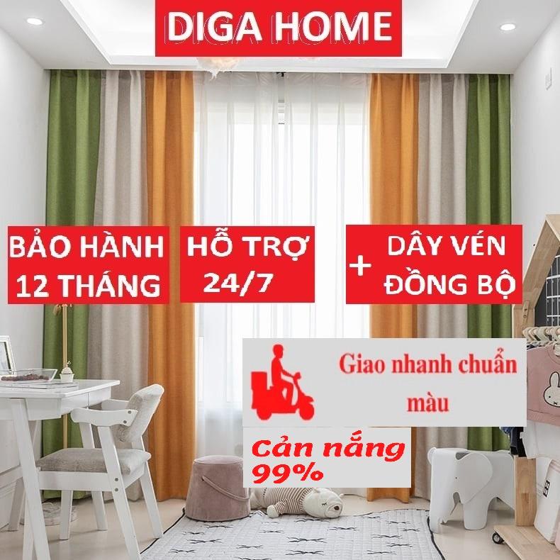 Rèm cửa DIGA HOME vải 3 lớp che nắng, size lớn dùng cho phòng khách, phòng ngủ, spa, khách sạn, tặng kèm dây vén