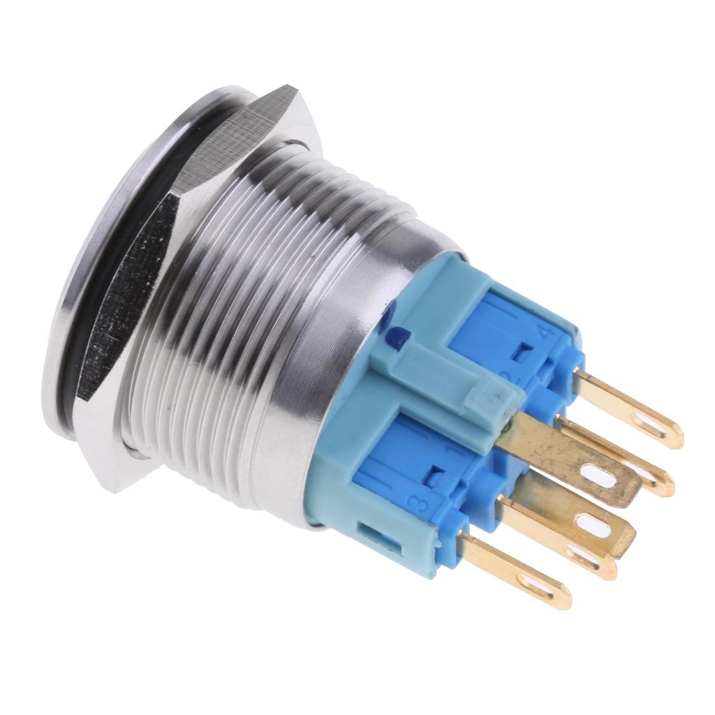 22mm 1NO1NC Stainless Steel 12V LED Momentary Push Button Switch Blue