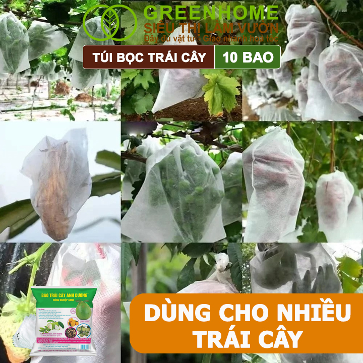 10 Túi Bọc Khổ Qua Greenhome, 15x30cm, Có Nút Cài, Độ Bền 3-5 Năm, Nhiều Kích thước