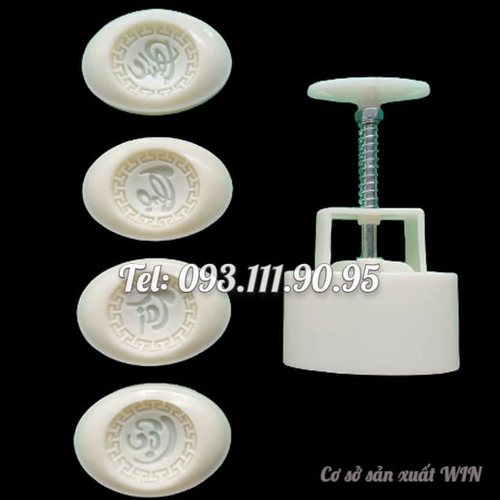 Khuôn trung thu lò xo, khuôn ép xôi 4 thỏi vàng Phúc Lộc Thọ Tài - Mã số Q 1024