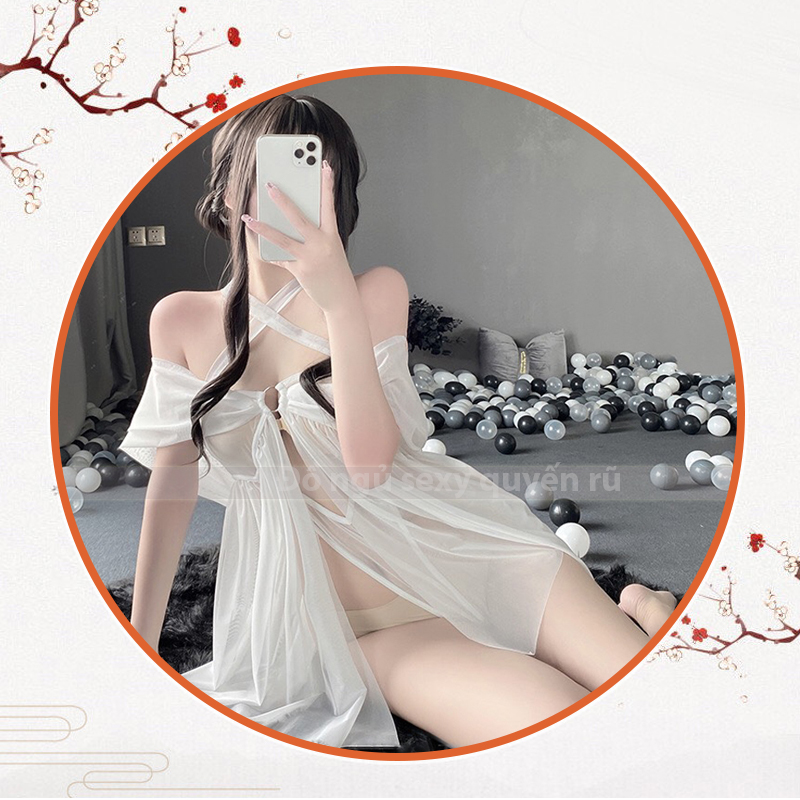 Váy ngủ xuyên thấu liền chip lọt khe sexy gợi cảm P40 - Đầm ngủ hở lưng quyến rũ - Đồ ngủ nữ