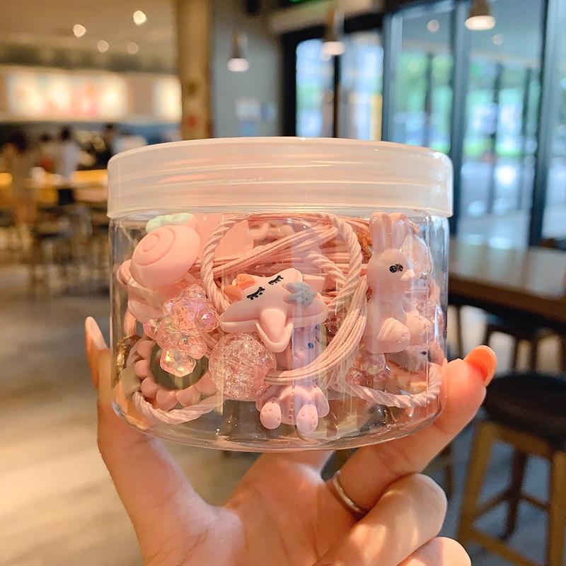 Set 30 Cái/hộp Gói Dây Buộc Tóc Đuôi Ngựa Hàn Quốc, Băng Đô Co Giãn Trẻ Em Dễ Thương Bé