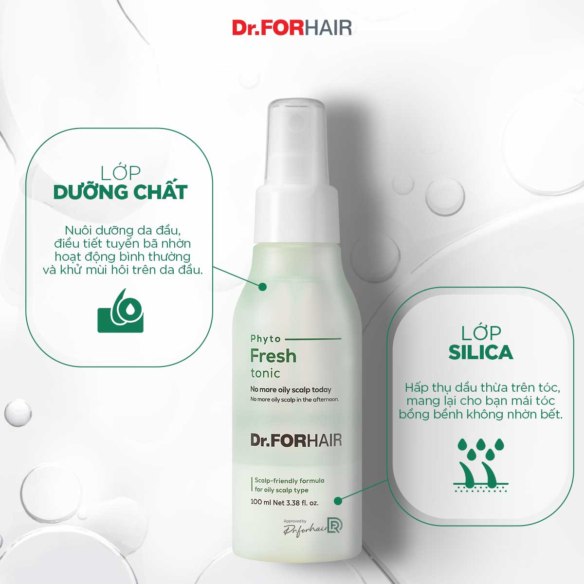 Tinh chất xịt dưỡng tóc cho tóc bết giảm dầu nhờn và mùi hôi da đầu Dr.FORHAIR Phyto Fresh Tonic 100ml