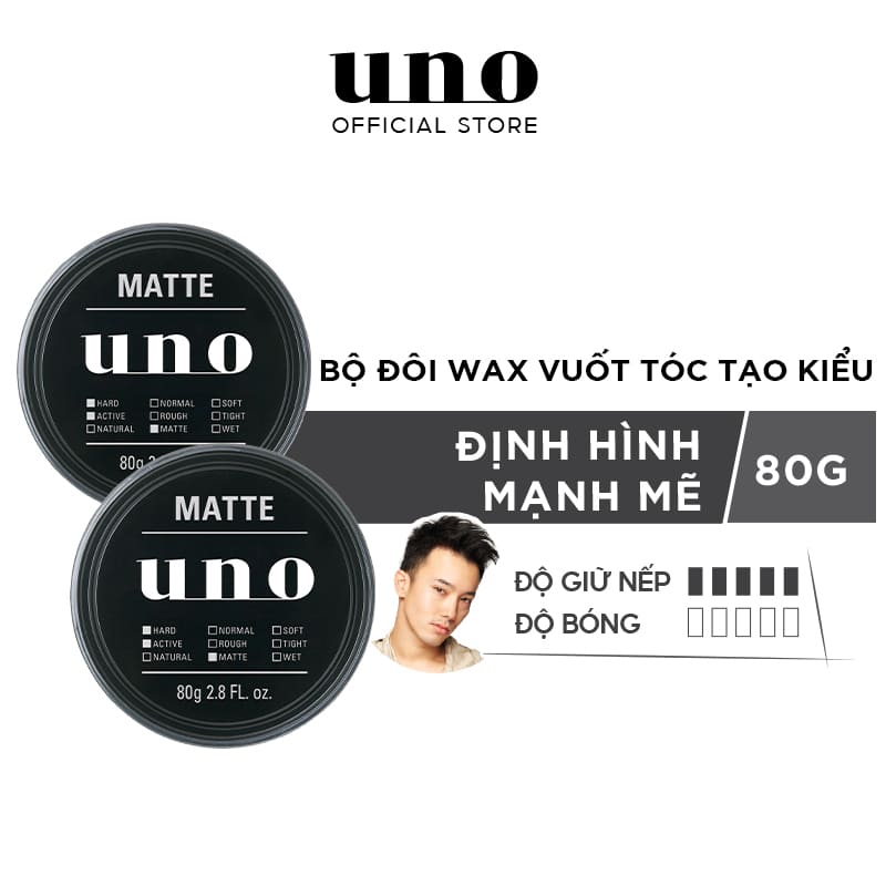 [TIẾT KIỆM HƠN] Bộ 02 Wax vuốt tóc Định hình mạnh mẽ UNO MATTE EFFECTOR -  80g