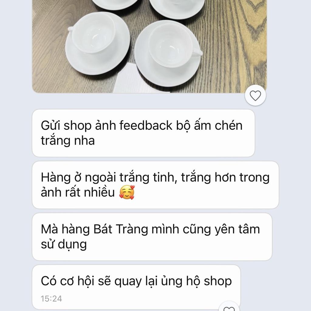 Bộ ấm chén Bưởi - Ấm Chén Bát Tràng Cao Cấp - Ấm Trà Trắng Tinh Khôi - Ấm Trà sứ Thấu Quang - Vitaminceramics