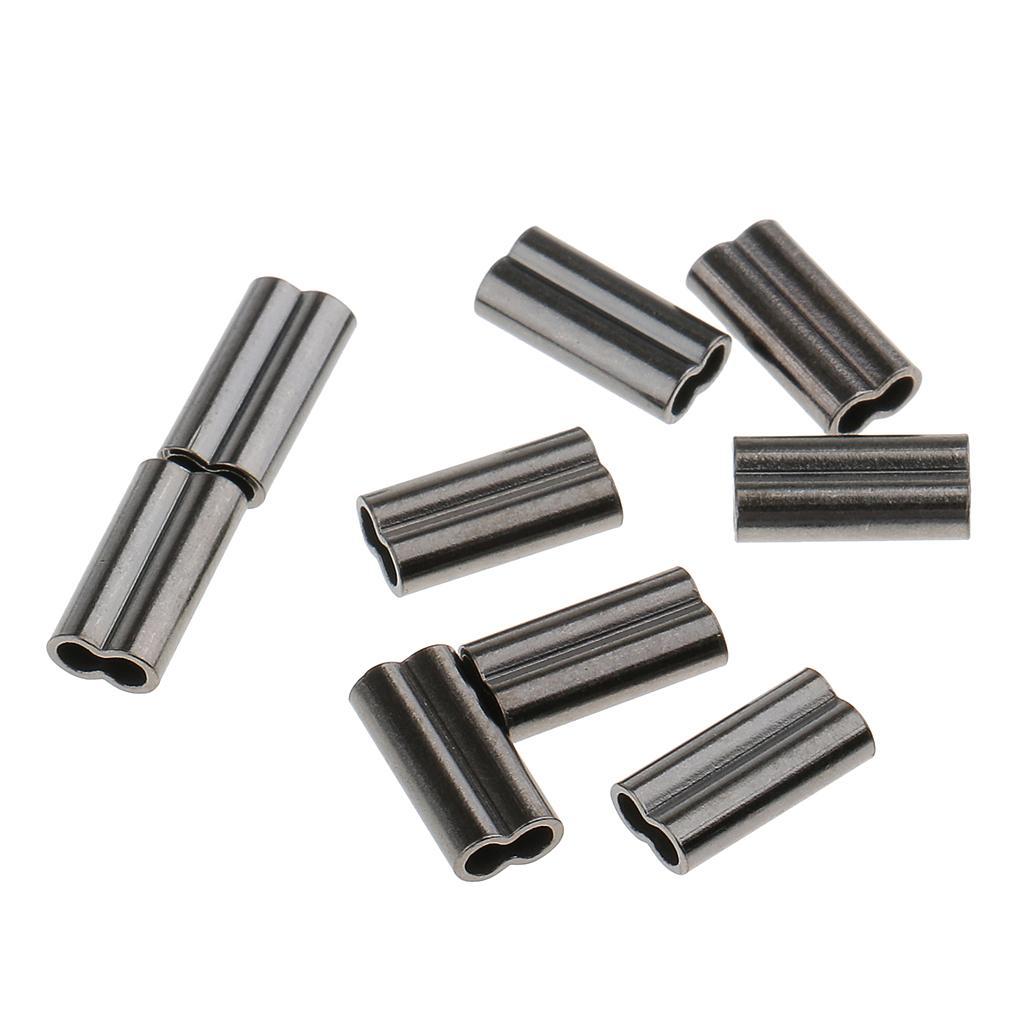 100pcs Double Barrel Copper Crimp Sleeves 10mm Fishing Crimps for Rig Making - Sizes 1.5mm 2.0mm Bore